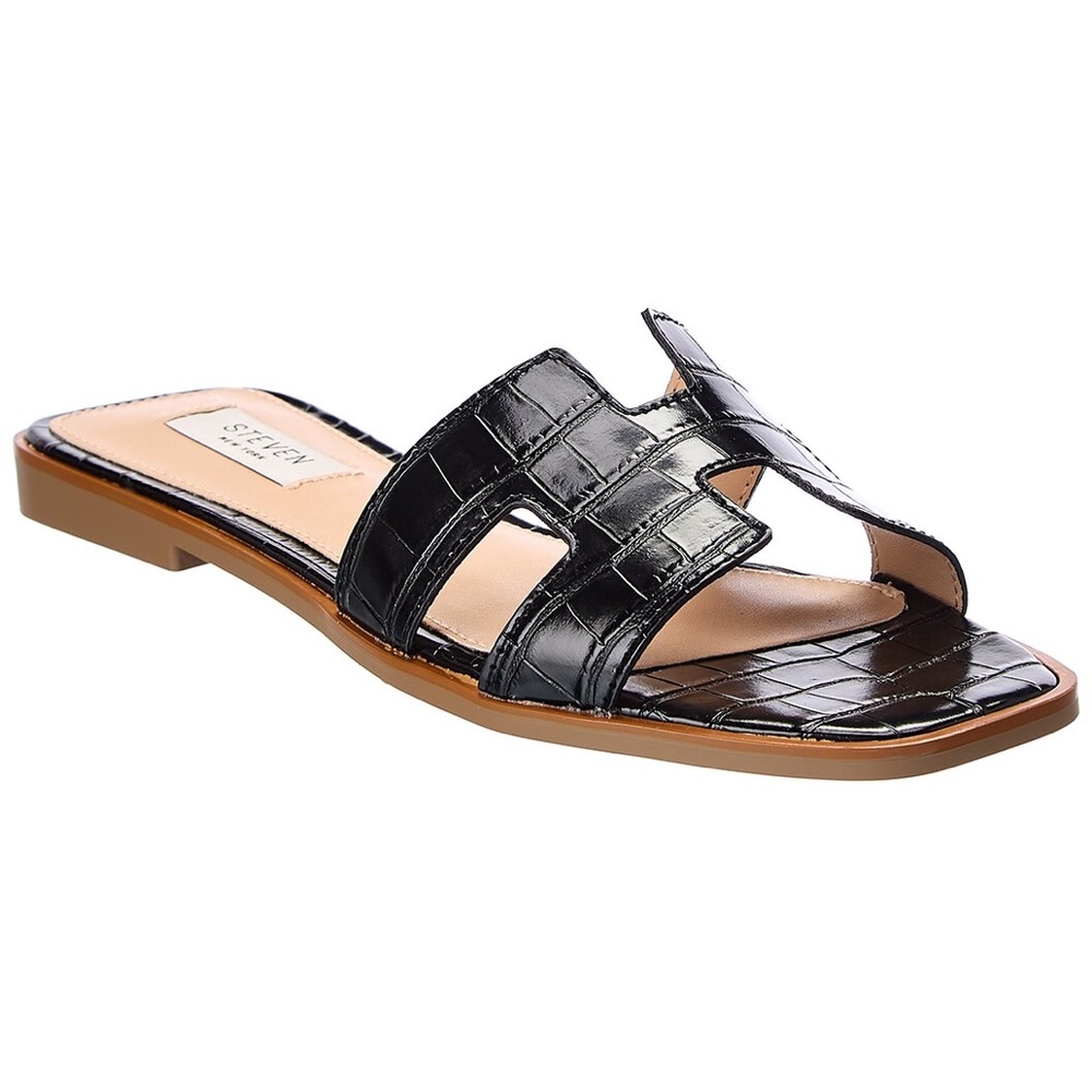 STEVEN by Steve Madden Eadie Sandals Black Croc 8.5 New in Box!